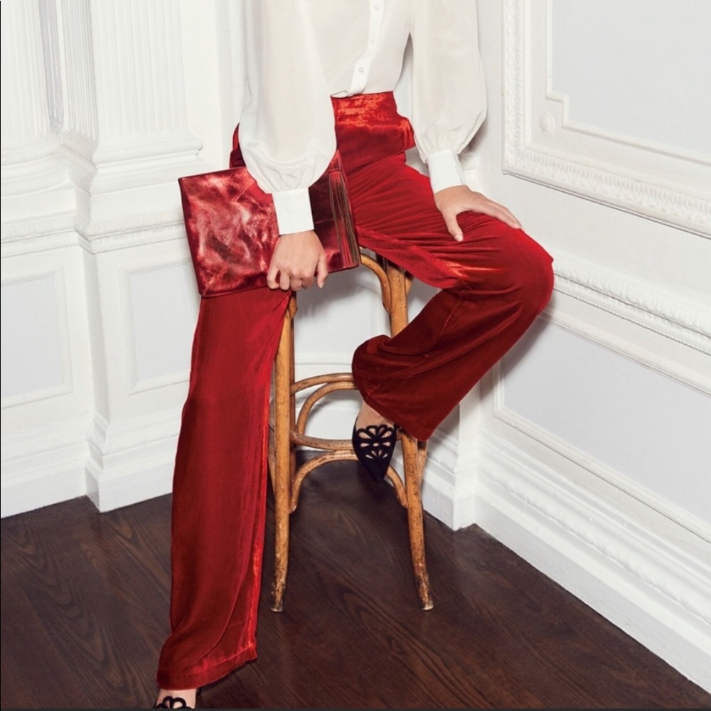 Boden Selwood Wide-leg Velvet Trousers -poinsettia